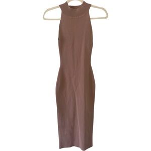 Babaton | Aritzia mauve taupe bodycon mockneck sleeveless midi dress stretchy XS